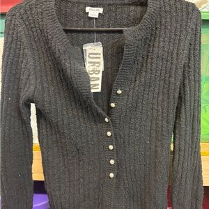 Urban Outfitters Black Ribbed Cardigan